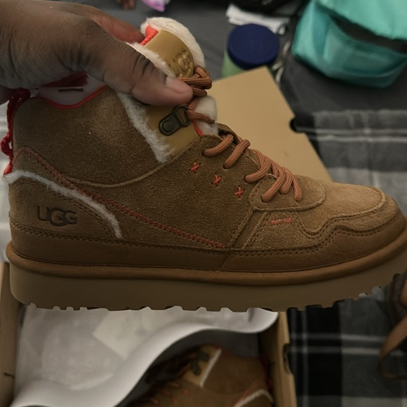 Never been worn, fits perfect, brown wheat color, red tint stitching with fur - Picture 2 of 3